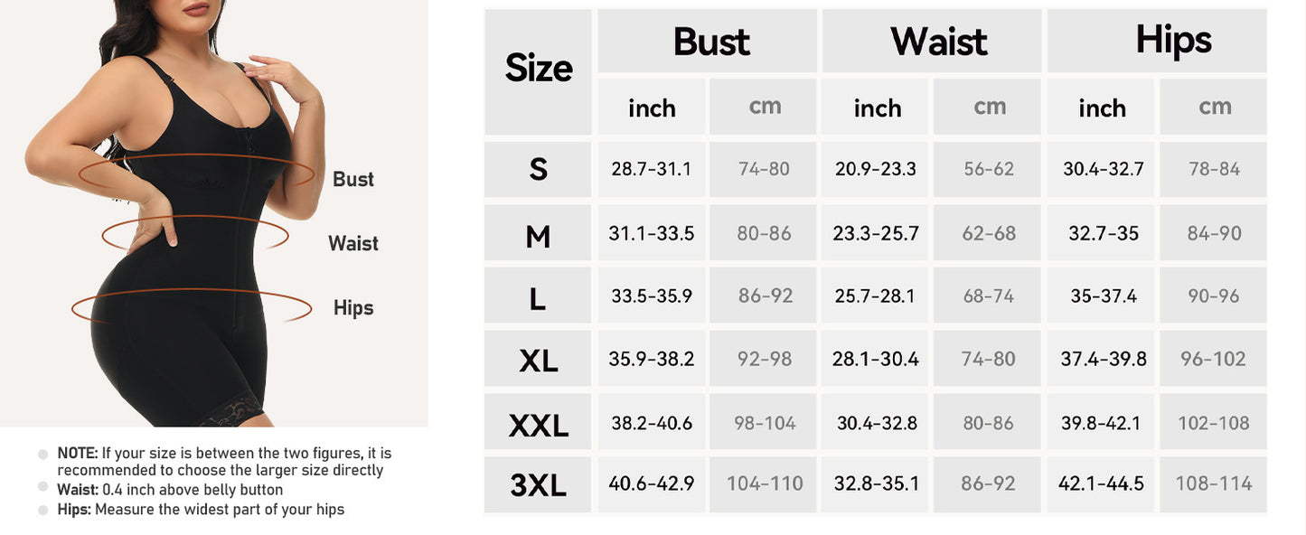 Women’s Colombianas Shapewear – Tummy Control, Butt Lifter, Detachable Straps & Zipper Crotch