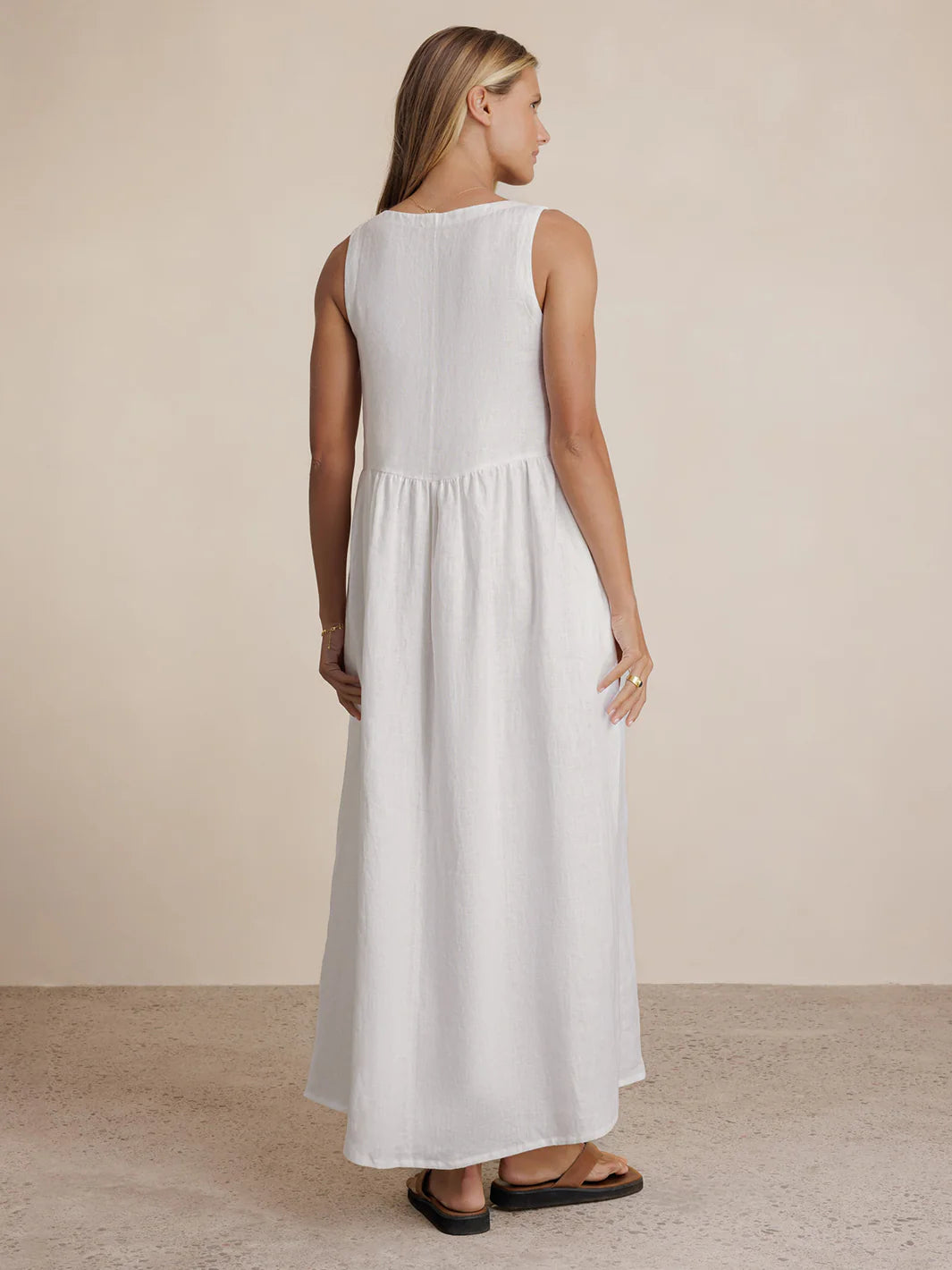 Saffron Linen Maxi Dress White
