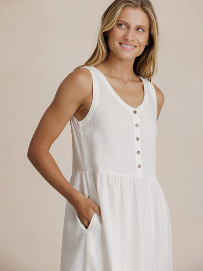 Saffron Linen Maxi Dress White